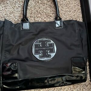 Tory Burch Black Tote Bag
Tory Burch Ella Black Patent Leather and Large Nylon
